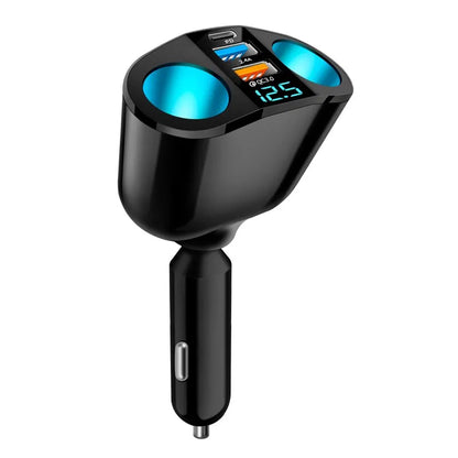 Multiple Devices Can Be Charged at the Same Time with Digital Display Car Charg Dual-port Car Charger Adapter