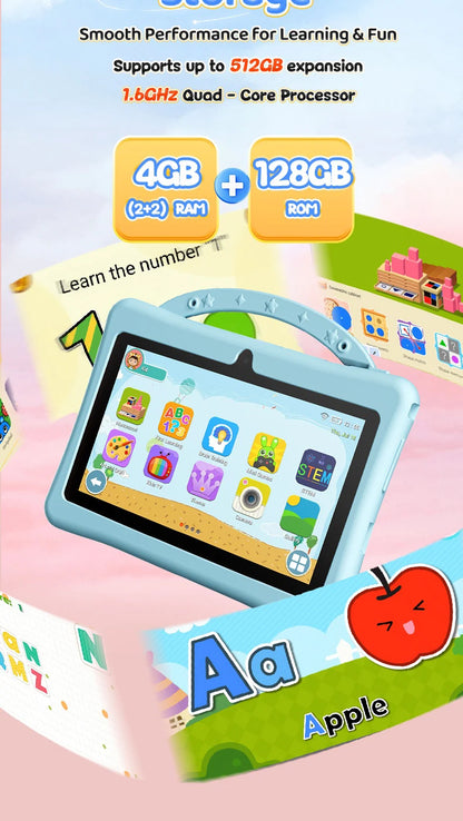 2025 New Kid's Tablet Android 14 7.1 HD Screen 1280*600 IPS 4GB+128GB Memory 3200mAh GPS Satellite Positioning Tablet Boys Girls