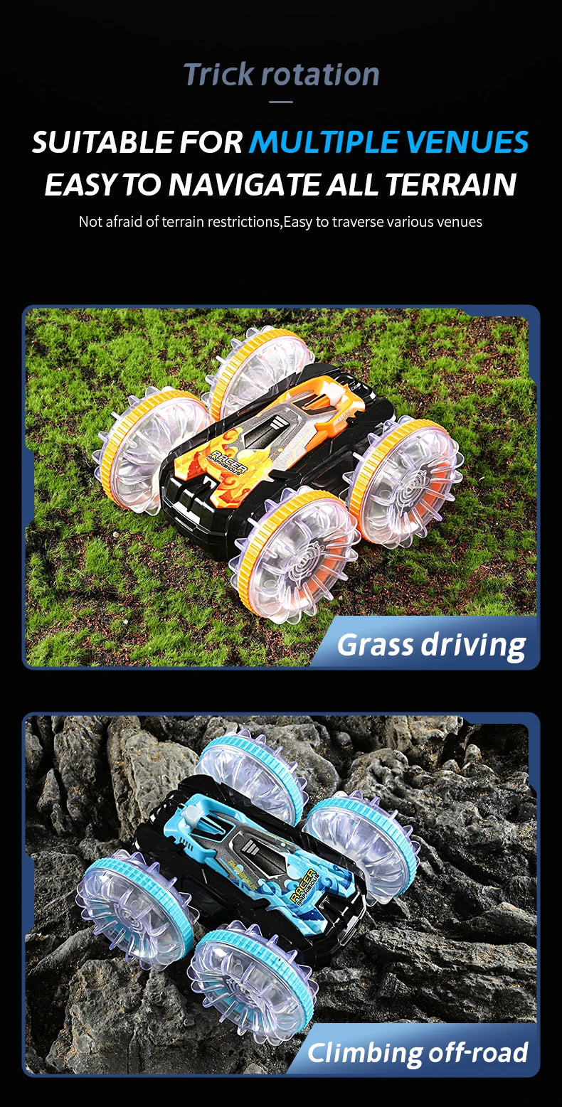 New RC Stunt Amphibious Stunt Off-road Electric Remote Control Vehicle Double-sided Tumbling Car Children's Lighting Toys Gifts