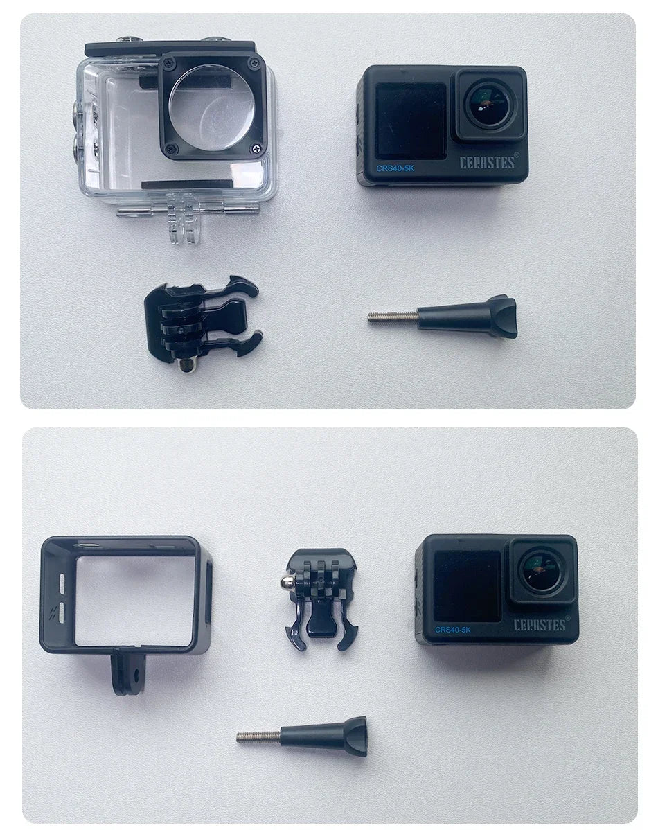 CERASTES Action Camera 5K 4K 60FPS WiFi Anti-shake Dual Screen 170° Wide Angle 30m Waterproof Sport Camera with Remote Control