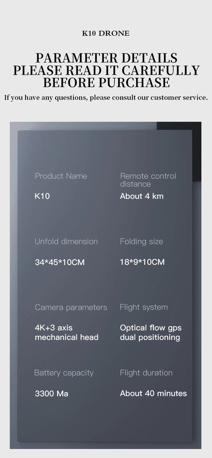 10KM 35 Mins With Touch Screen RC K10 Professional GPS Drone with 3-Axis Gimbal 8K Dual Camera FPV Brushless Airdrop Quadcopter