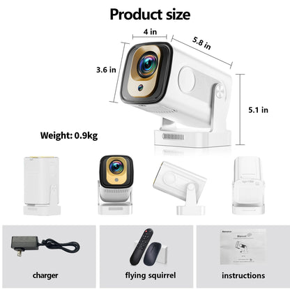 Mini Projector 4K Native HD 1080P Wifi6 Cinema Portable Projetor Built-in APP & Android System suitable for Home/Outdoor/Office
