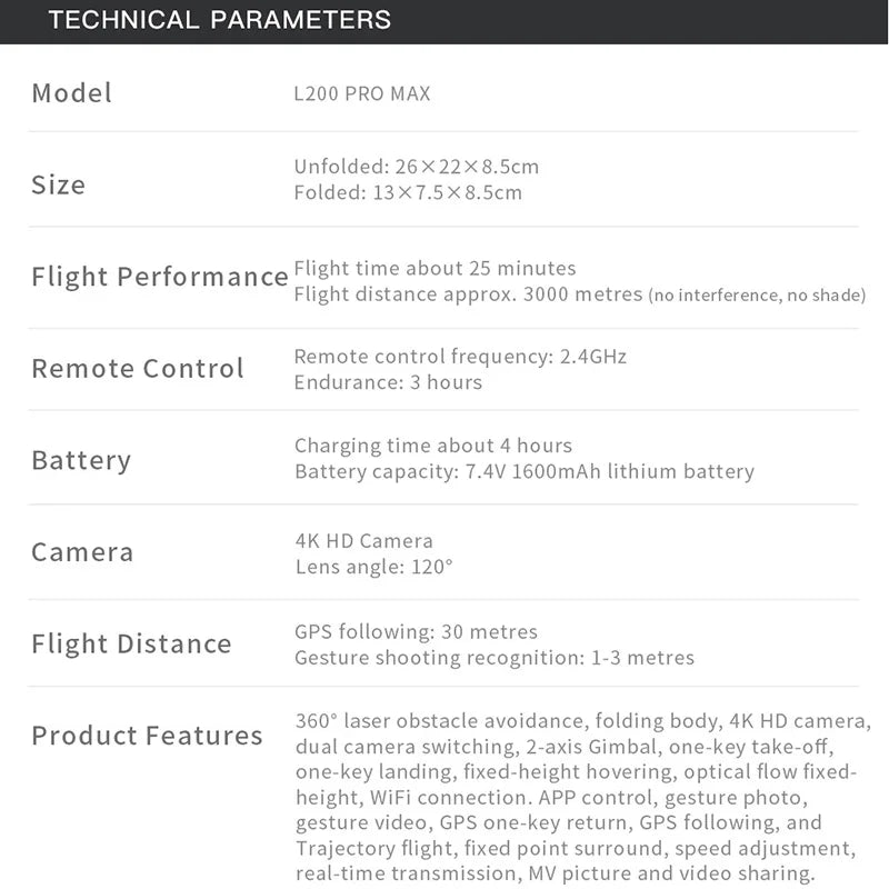 Drone GPS 8K L200 PRO MAX Professional 2-Axis PTZ HD Dual Camera 5G WIFI FPV 360° Laser Obstacle Avoidance Brushless Motor Dron