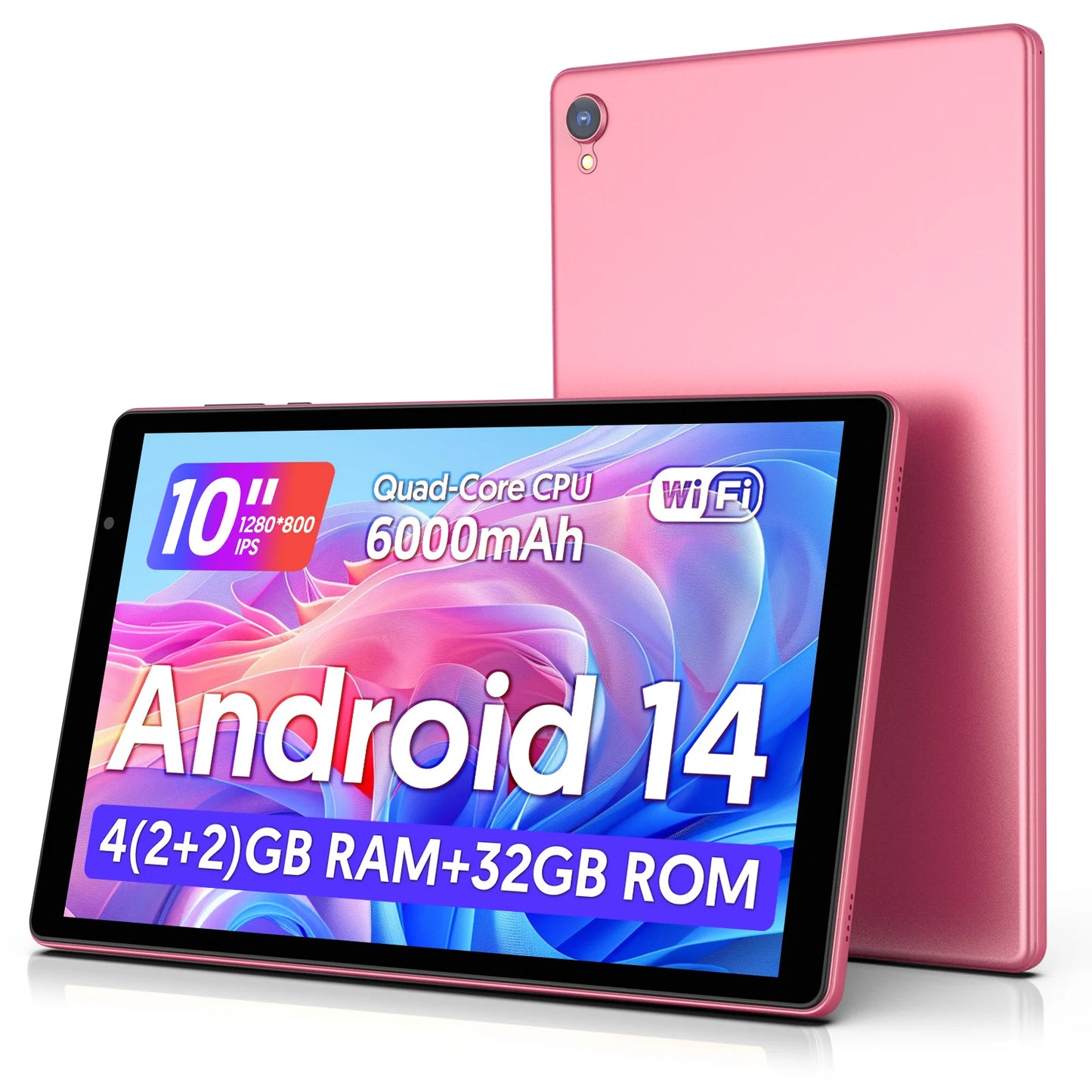 Latest Android 14 Tablet, 10-inch Tablet, Quad-core Processor, 5G WiFi, 4GB ROM + 32GB RAM, 1280*800 Resolution, 8000mAh Battery