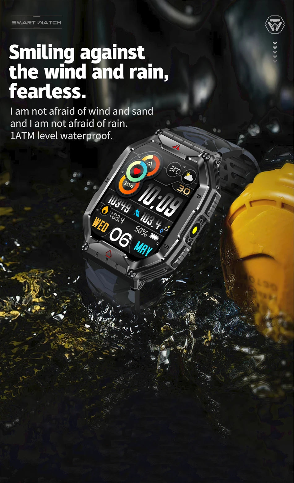 2.1 Inch AMOLED HD Screen Smartwatch Men Compass GPS Outdoor Sports Health Monitoring 1ATM Waterproof Bluetooth Call Smart watch