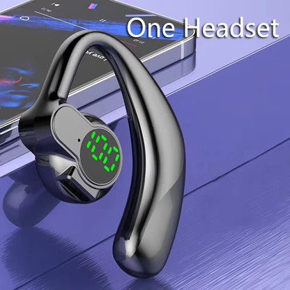 ‌Open-Ear Wireless Earphones Bluetooth 5.4 -Bone Conduction ENC Noise Cancelling with LED Display for Sports/Driving/Gaming ‌