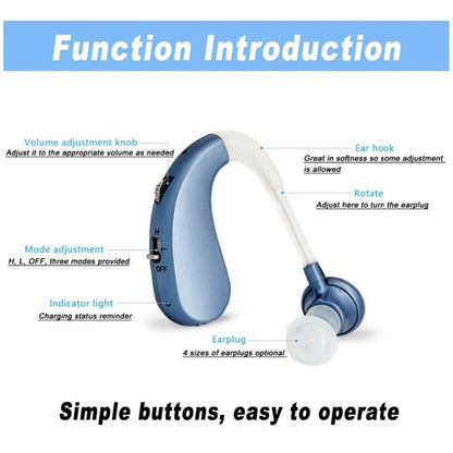 Ear-Hook Charging Earphones Comfort Enhanced Hear Rechargeable Noise-Canceling Clear Audio ComfortFit Earbuds For Senior Adults