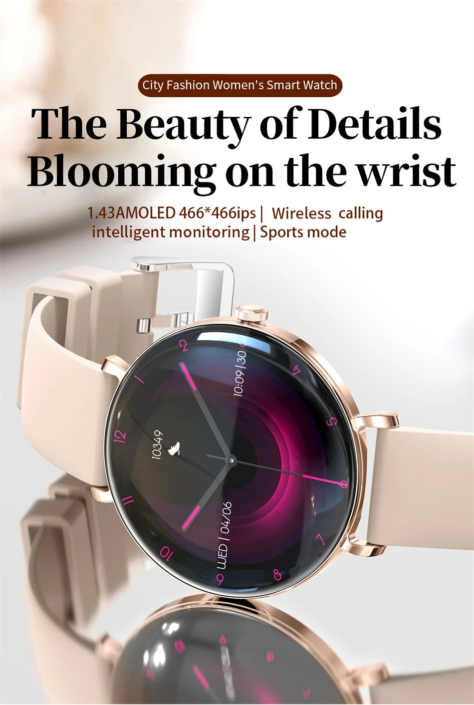 LIGE 2025 New Smart Watch Women 1.43" AMOLED HD Screen Heart Rate Sport Fitness Bluetooth Call Ladies Smartwatch For Android IOS