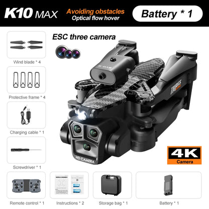 K10 MAX Drone Carbon Fibre Professional 8K HD Three Camera Obstacle Avoid Aerial Photography Optical Flow Brushless Quadrotor