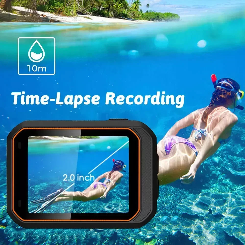 4K HD 60FPS Mini Camera Wifi Outdoor Sport 170° Wide Angle Action Kam Waterproof Bike Motorcycle Helmet Body Cam with LED Screen