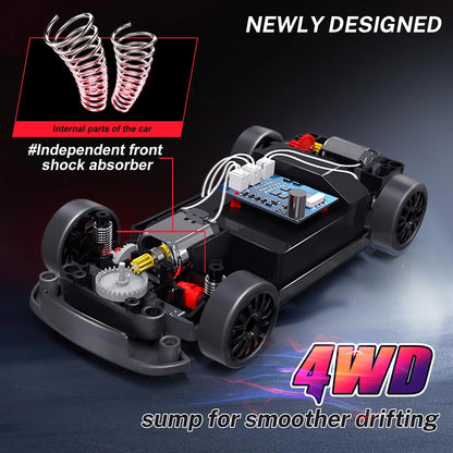 RC Cars 4WD 1:24 20KM/H Full Proportional High RC Drift Car Speed RC Car with LED Lights and Drifting Tires Racing Sport Toy Car
