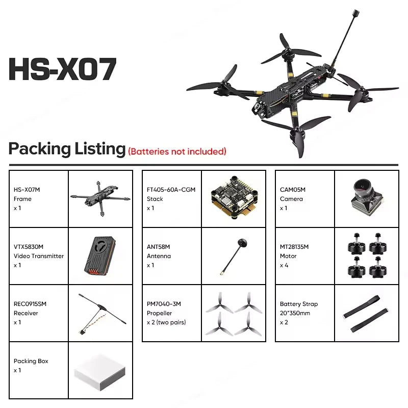 7 Inch Drone profesional Quadcopter Aerial Original FPV Racing HS-X07M drones 4k  with HD Camera GPS RC Helicopter FPV Drone
