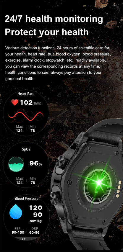 LIGE 2 in 1 Smartwatch Men 400mAh Battery Bluetooth Call With TWS Headset NFC Music Control 100+ Sport Mode Waterproof Watch Man