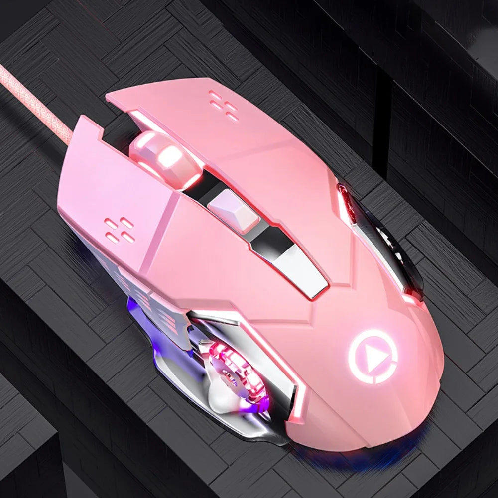 Fluent Colorful Light Wired Mouse 7-Color with Sound USB Mouse Cool Illuminated Mechanical Mouse PC Laptop