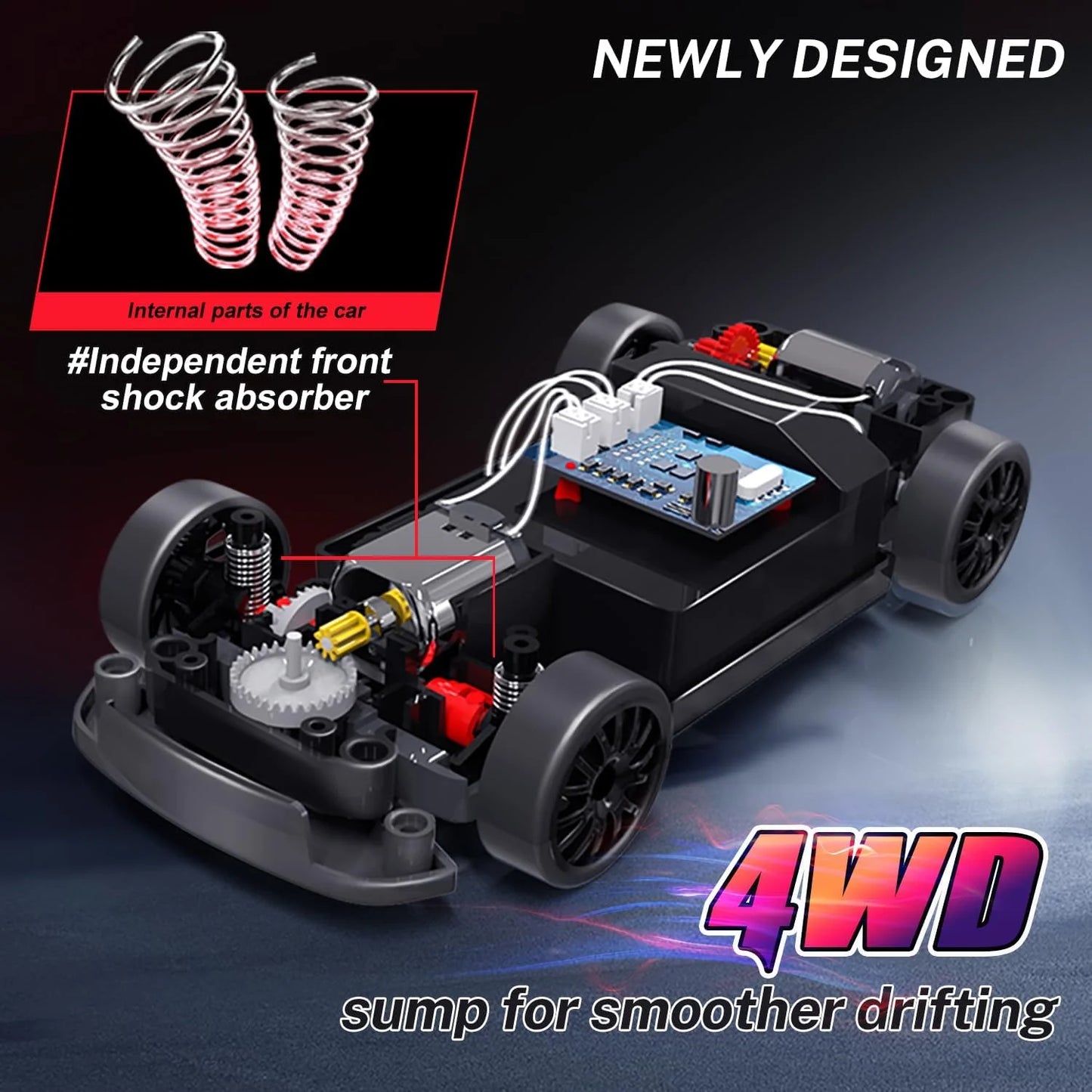 RC Cars 1:24 Remote Control Car 20KM/H 4WD High Speed RC Drift Car with LED Lights Extra Drifting Tires Vehicles for Adults Kids