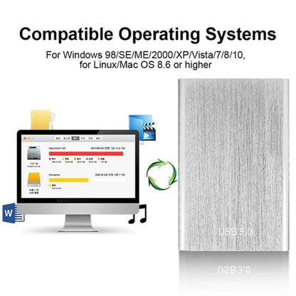 2.5 Inch Portable Hard Drive USB 3.0 External Hard Drive 1TB Metal External Hard Disk Plug and Play for Macbook Tablet Computer