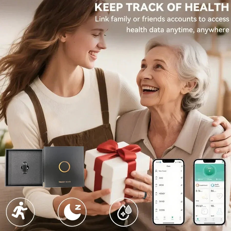 Smart Ring - Fitness Tracker with Sleep Monitor, Pedometer & 20+ Exercise Modes, IP68 Waterproof, Stainless Steel Retro-Fashion