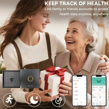 Smart Ring - Fitness Tracker with Sleep Monitor, Pedometer & 20+ Exercise Modes, IP68 Waterproof, Stainless Steel Retro-Fashion