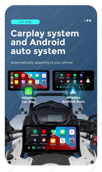 NEW 6.3inch Portable Screen Motorcycle Wireless Car-play Android Auto Smart Player GPS Navigation IPX7 TPMS IPS 1560*720 Dual BT