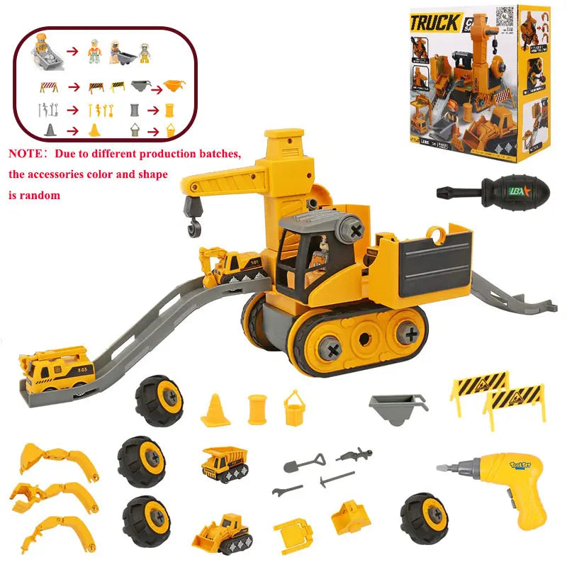 Kids Engineering Vehicle Electric Drill Tool Toys Match Children Educational Assembled Sets Tools For Boys Nut Building Gift
