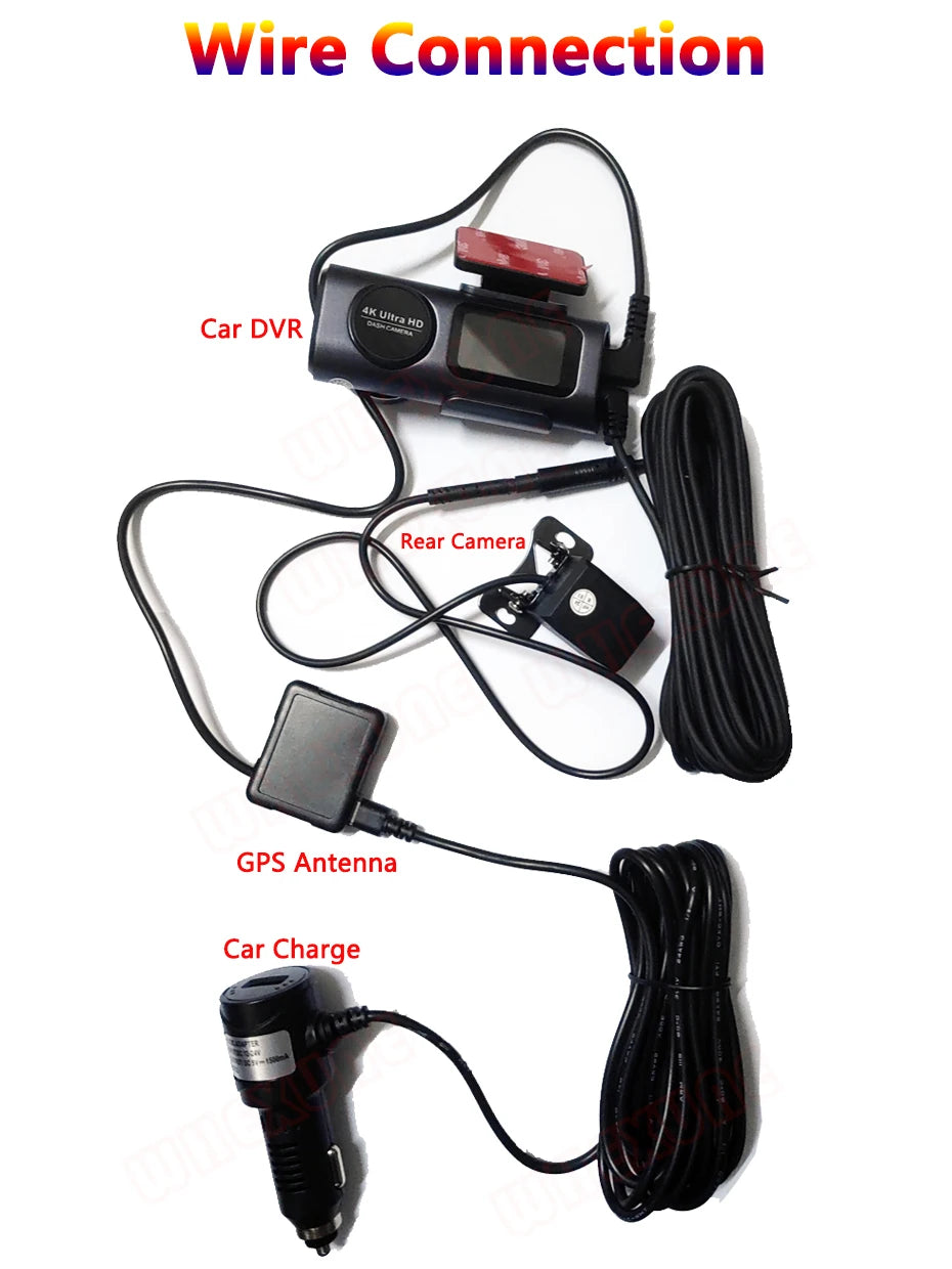 Dash Cam Front and Rear, 4K+1080P WDR Dash Camera for Cars,Built-in WiFi Car Camera with GPS Track,G-Sensor, Super Night Vision