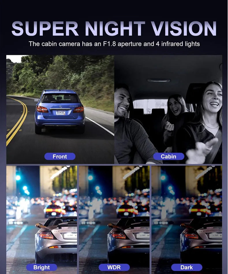 Dash Cam 4*1080P HD for Car DVR 4 Channal 360 Camera 24H Parking Monitor & GPS 5G WIFI Night Vision Auto Video Recorder 512G Max