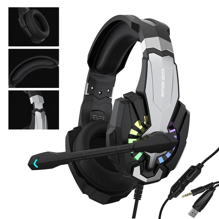 Gaming Headpset Headphone 3.5mm Wired Gaming Headset Earphones Noise Cancelling Stereo Sound With Mic For PC PS4 PS5 Xbox Bass