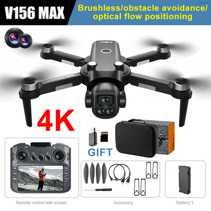 V156 MAX Drone 8K Camera HD With Screen Optical Flow Intelligent Obstacle Avoidance Foldable Brushless Motor Quadcopter Toy UAV