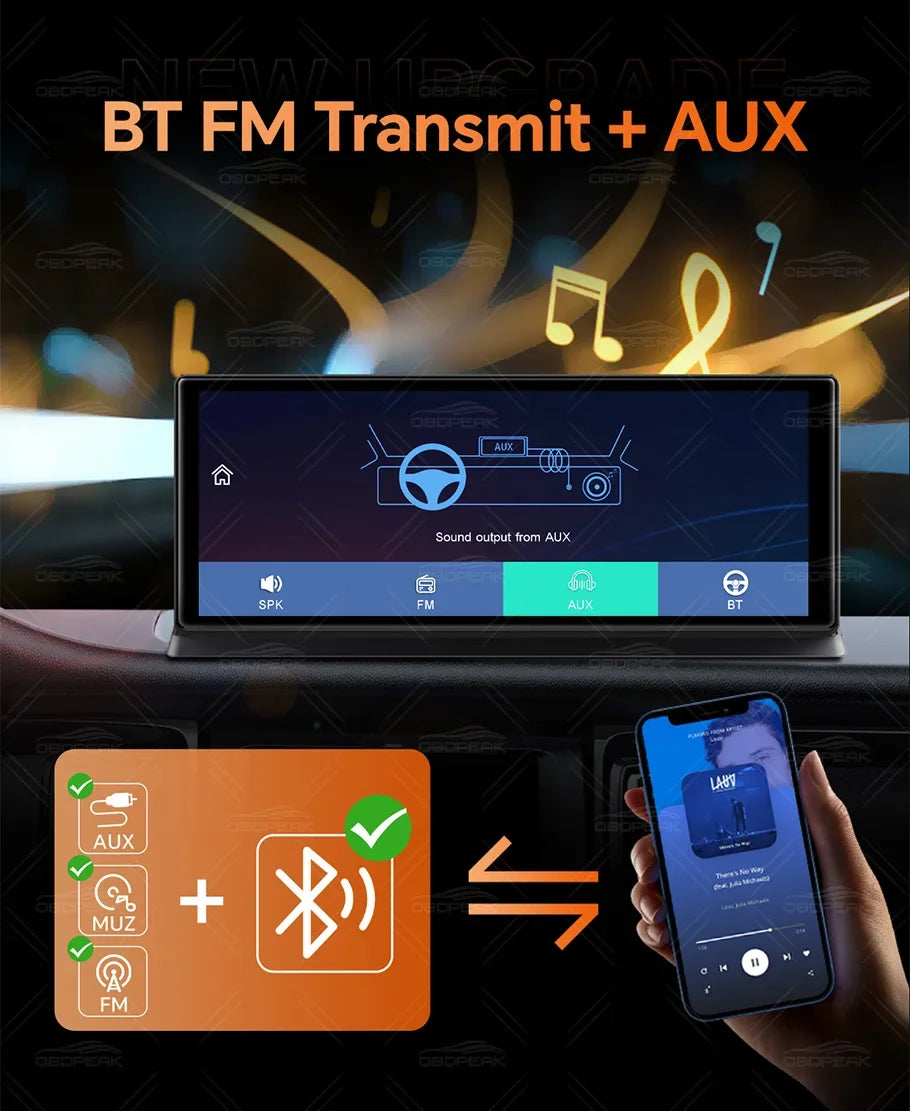 Dash Cam 5K Front Rear Car Camera Wireless CarPlay & Android Auto  WiFi GPS 11.3" Touch Screen GPS Navigation Night Vision DVR