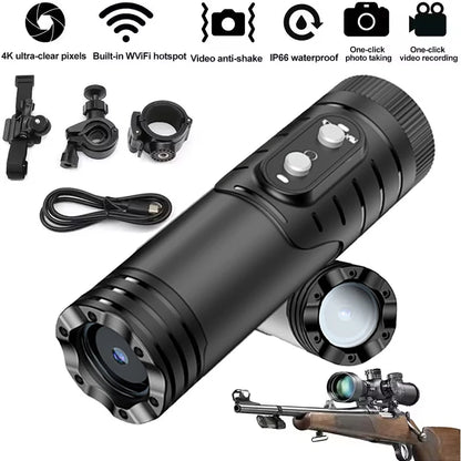 4K Mini Sport DV Action Sport Camera Flashlight Helmet Full HD 1080P Video Ideal Bodycam for Bike, Cycle, Motorcycle Camcorder