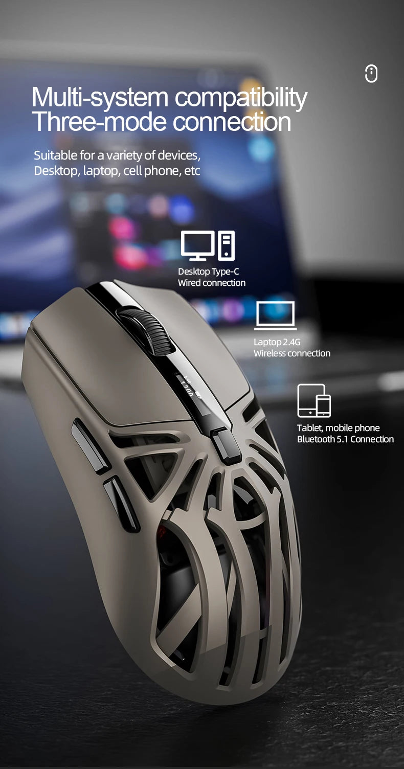 SMAILWOLF RS8  1000Hz Bluetooth mouse, 10000dpi, three-mode connection, lightweight macro gaming mouse notebook computer