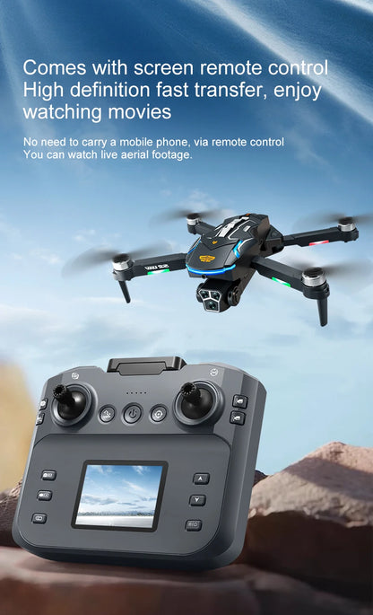 S2 Drone 8k Professional Hd Dual Camera Obstacle Avoidance Foldable Quadcopter Drone With Screen Remote Control New