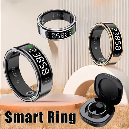 Smart Ring Men Women LED Display Screen Heart Rate Health Monitor Waterproof  Sport Modes rings Scroll through tiktok