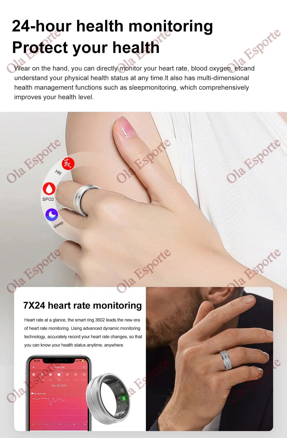 NEW Smart Ring Military Grade Titanium Steel Smart Rings for Women Men Health Monitoring IP68 & 5ATM Waterproof Multi-sport Mode
