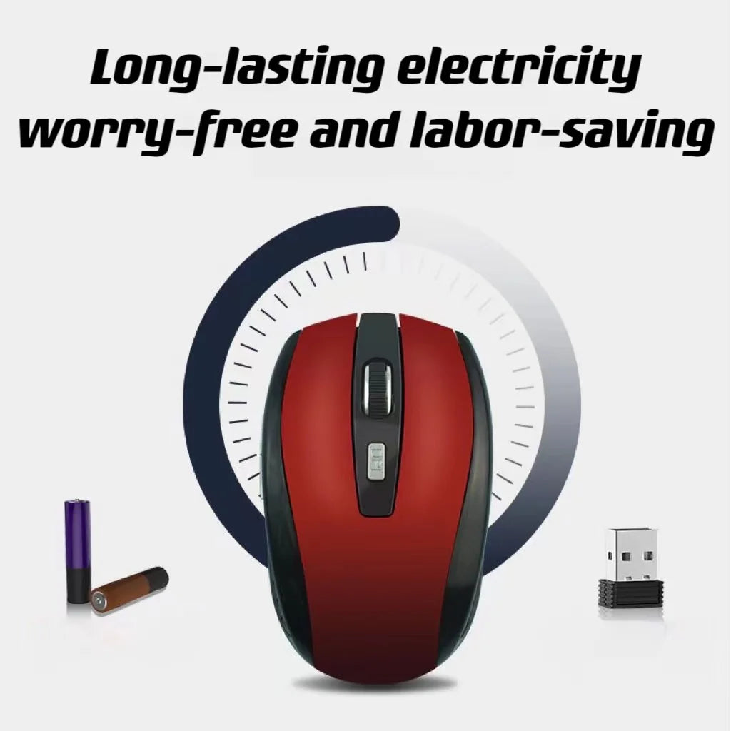 2.4G USB Red Optical Wireless Mouse 6D for Computer Laptop Gaming Mice Ergonomically-designed Wireless Mouse