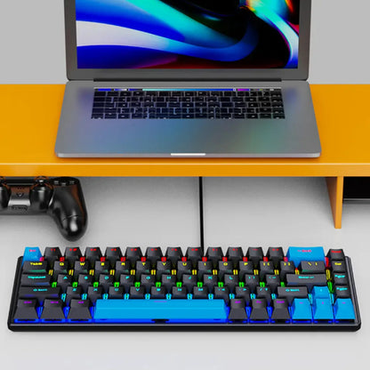 2025 new 68-key game mechanical keyboard mini 65% compact RGB backlit ergonomic wired film keyboard, suitable for laptop desktop
