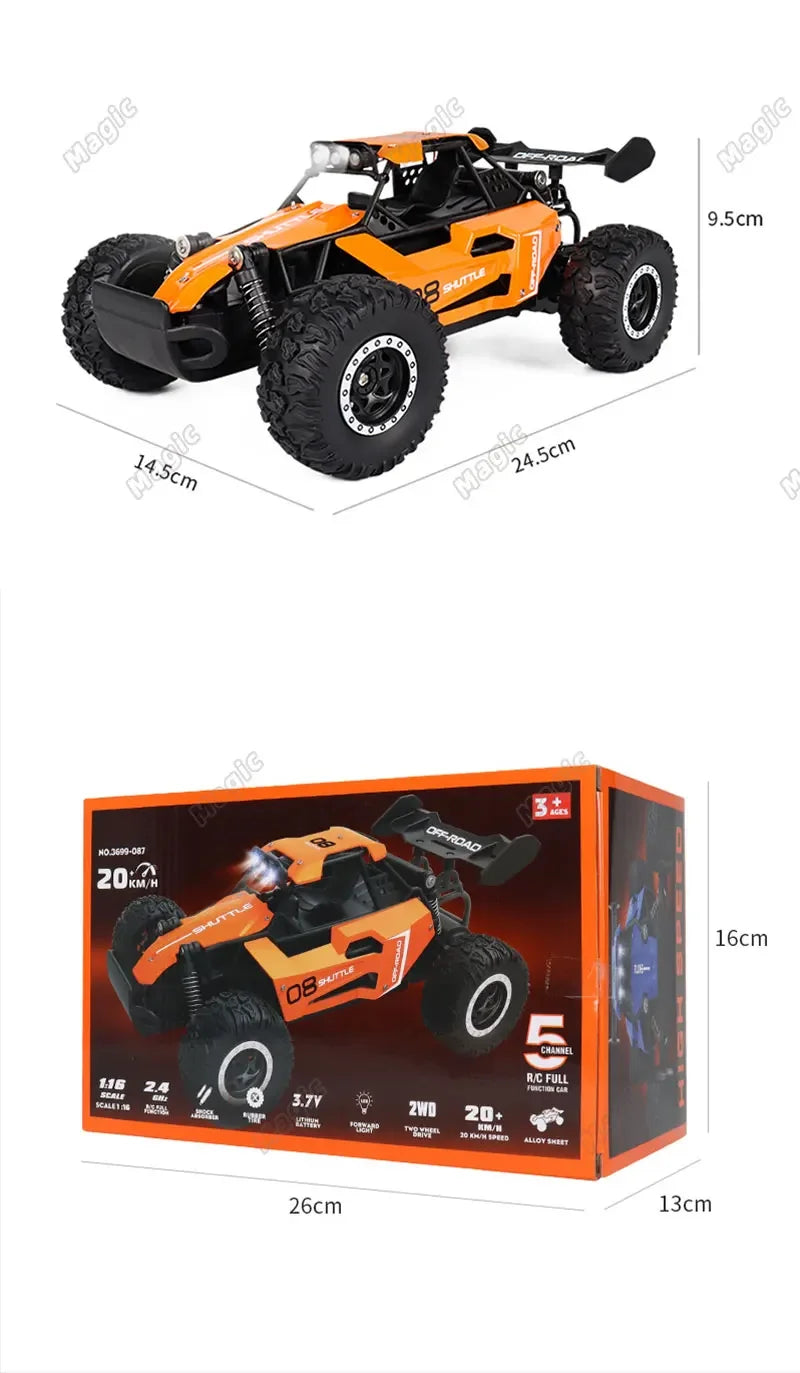 New RC Car 1:16 2.4Gh 20KM/H Model With LED Lights 2WD Off-road Remote Control Climbing Vehicle Outdoor Cars Drift Toys Boy Gift