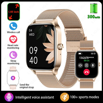 Fashion Smart Watch Men Women 1.85” HD Screen Custom Watch Face Health Monitor Women’s Watch Bluetooth Call Sports Smartwatches