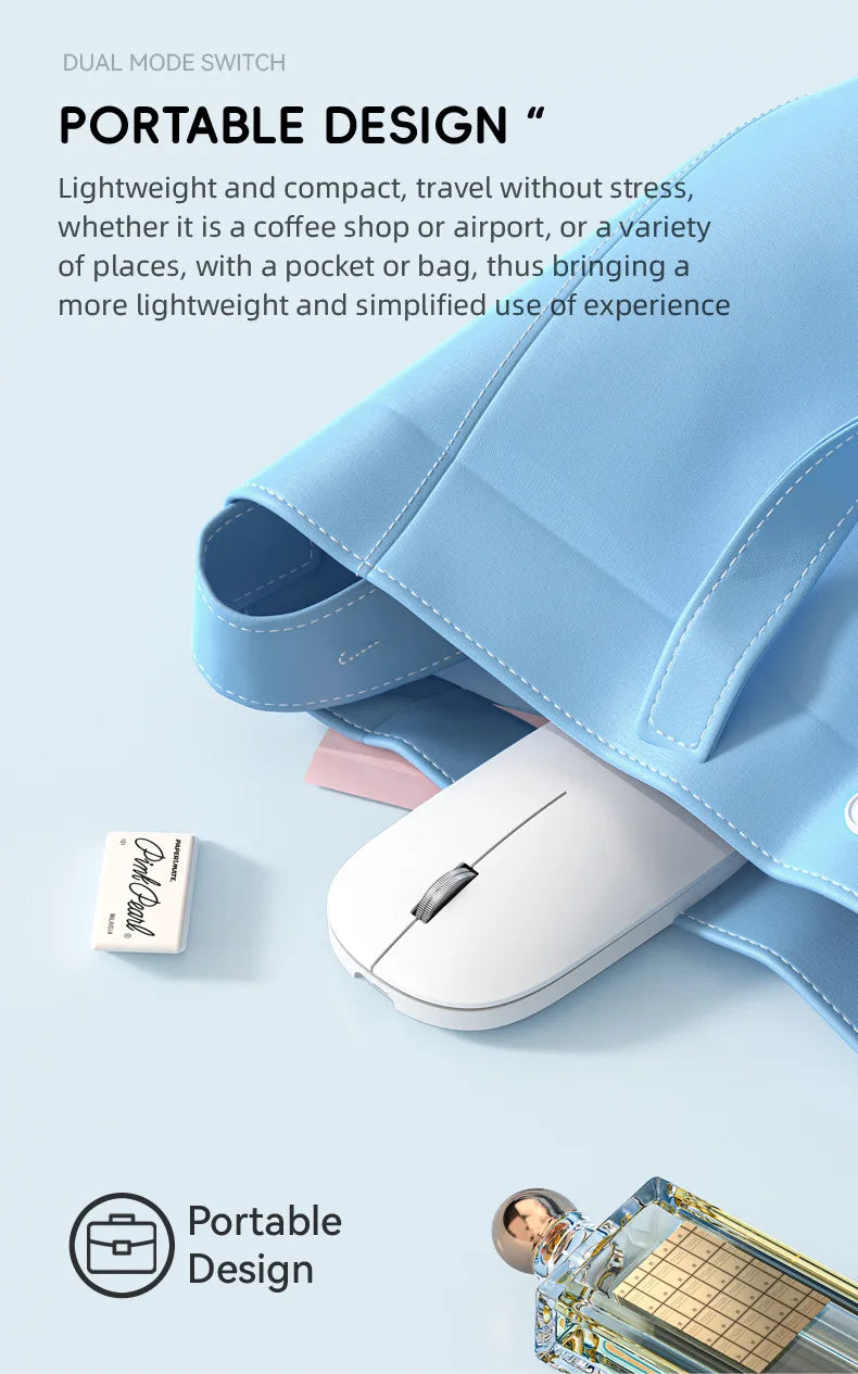 Xiaomi Bluetooth Wireless Mouse Dual Mode DPI Adjustable 2.4G Type-C Rechargeable Silent Ergonomic Morandi Portable Office Mouse