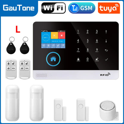 GSM Alarm System Tuya Smart Home WIFI Home Security System DIY Kit with door sensor and PIR motion sensor work with Alexa