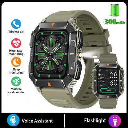 New Outdoor Rugged Military GPS Sports Track Smartｗatches Men's Waterproof Bluetooth Call Voice Assistant Heart Rate Smart Watch