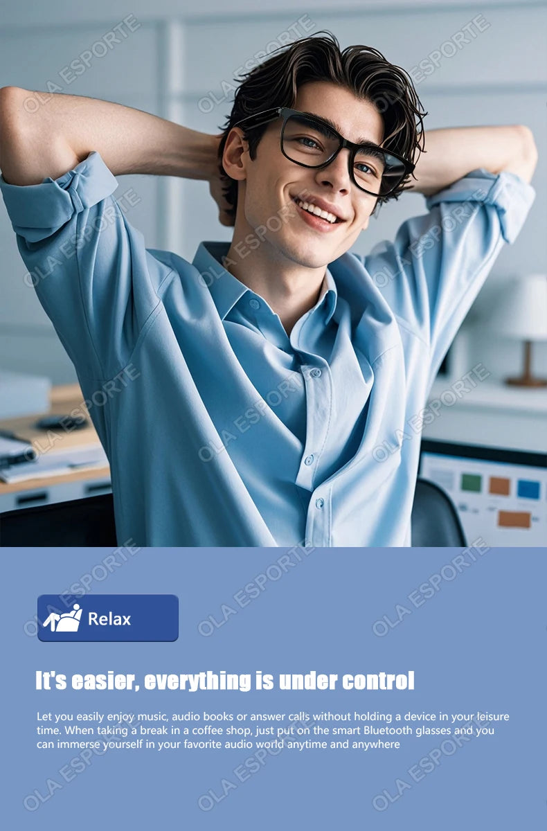 Hot GS05 Smart Glasses For Men 2 in 1 UV Protection Portable Polarized Anti-blue light Black Frame White Lenses Music Sunglasses