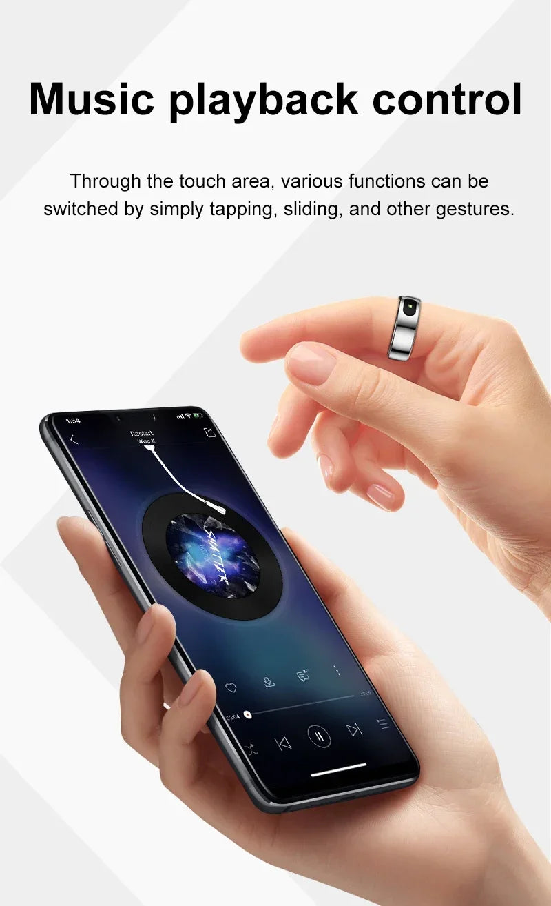 Smart Ring with Case-Skin Temperature Measure,Message Call Reminder,Sport Health Sleep Monitor,IP68 5ATM,Touch Control Rings