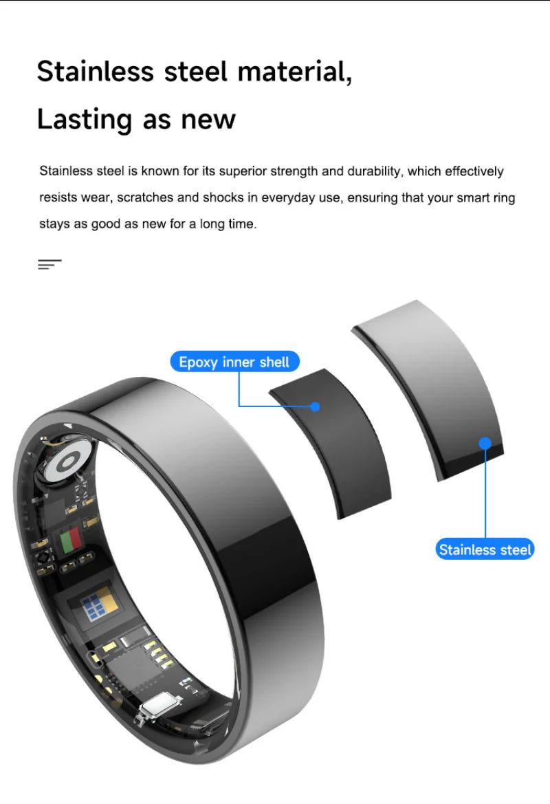2025 smart ring for women,Sleep, Heart Rate,Oxygen Monitor, 5ATM Waterproof,Bluetooth TK5 sports rings for men,Holiday Gift