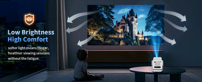 DESS Mini Projector Outdoor Portable Powered By Power Bank 4K Decoding Native 720P WiFi 6 BT 5.0 180°Rotatable Movie Projector