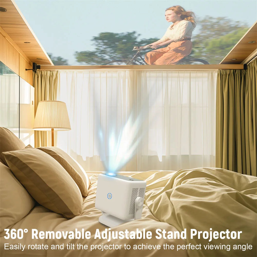 Salange 360° Projector Native 1080P 650ANSI 4K Android 11 With Auto Keystone Focus Air Mouse Wifi6 BT5.2 Portable Movie Outdoor