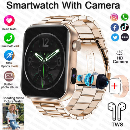 2025 New Smart Watch Men Women Camera Take Photos Record Video Health Monitor Sports Fitness Waterproof BT Call Smartwatch