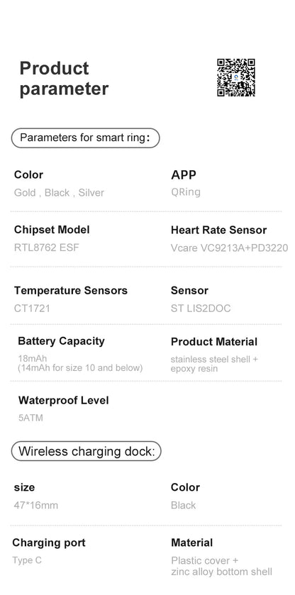 Smart Ring R10 Womens Men Electronic Smartring Blood Oxygen Health Monitor Sleep Monitor Rings 5ATM Waterproof Fitness Tracker