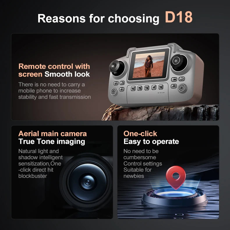 2025 New D18 Drone Professional 8K Camera 5G WiFi FPV UAV Screen Remote Control Brushless Obstacle Avoidance Quadcopter Toy