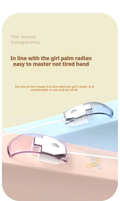 fashionable Wired Transparent Colorful Light-emitting Mouse Ergonomics mute ultra-thin Game Mice For PC Laptop Computer Gifts